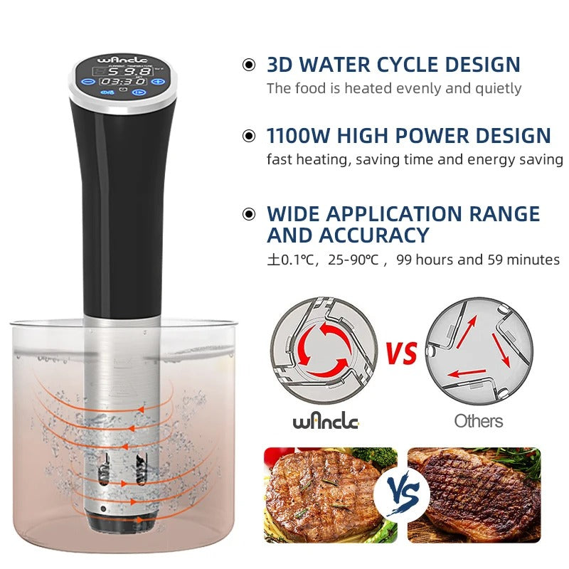 Termocirculador Sous Vide LCD Touch - Cozimento com Precisão - IPX7 1100W